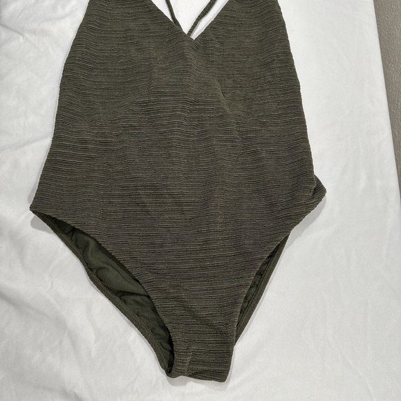 NWT $90 Billabong [ XL ] No Hurry Textured Rib One-Piece Swimsuit in Green #5666 - Picture 5 of 13
